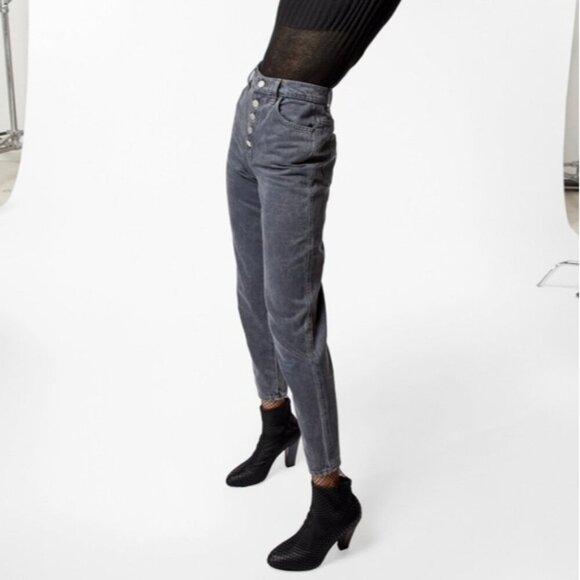 J Brand Denim - J Brand Heather Button Fly Jeans High Rise Mom Straight Cropped Haven Size 27